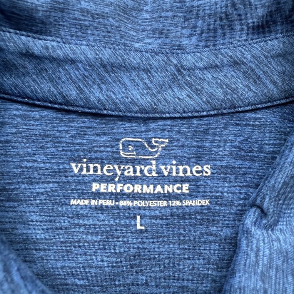 Vineyard Vines Performance Polo Shirt Men L Blue Pocket Stretch Space Dye - Picture 5 of 11